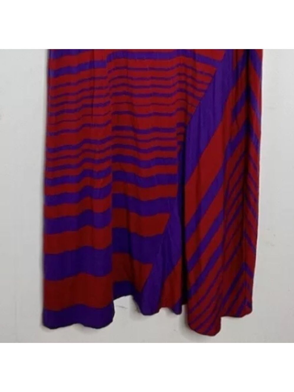Purple + Red Color Block Stripes Maxi Dress Size 6 - Picture 6 of 9